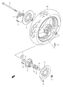 GSX400 Rear wheel complete assy