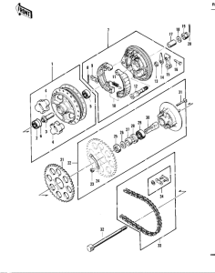 KZ400 Rear hub / brake / chain