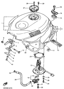 YZF750R Топливный бак