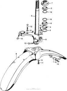 SL125 Steering stem + front fender