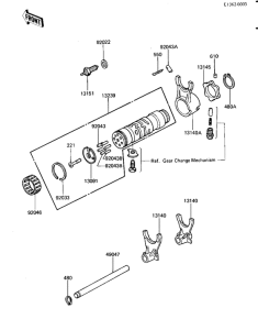 KZ1100 Gear change drum & forks