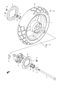 DL650 Rear wheel complete assy