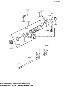 KZ650 Gear change drum & forks