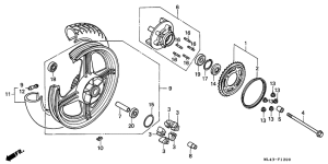 CB450S Rear wheel complete assy