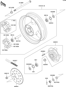 ZX750 Заднее колесо и цепь