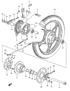 GN125 Rear wheel complete assy