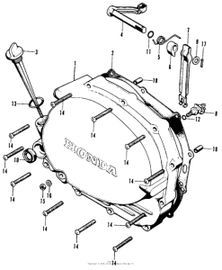 SL100 Right crankcase cover + clutch lever