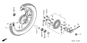 CM125C Rear wheel complete assy