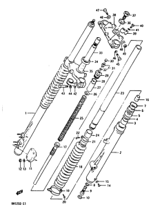 RM125 Вилка передней оси