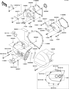 VN800 Левая крышка двигателя