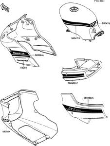 EX500 Decals(ex500-a2)(white)