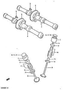 GS650 Распределительный вал-клапаны