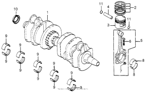 CB750 Коленчатый вал и поршни