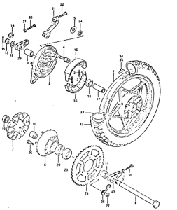 GSX400 Rear wheel complete assy