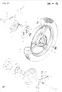 GSX400 Rear wheel complete assy