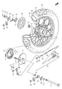TS125 Rear wheel complete assy