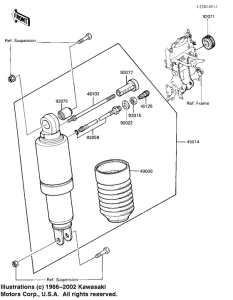 ZX900 Абсорбер удавный в сборе задний