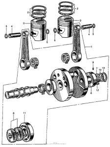CB160 Коленчатый вал и поршни