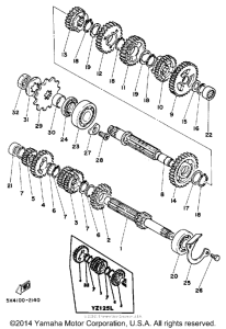 YZ125K Трансмиссия