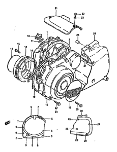 GSX750 Crankcase cover ass`y  (v