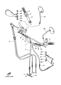 XT250T ｽﾃｱﾘﾝｸﾞﾊﾝﾄﾞﾙ. ｹｰﾌﾞﾙ