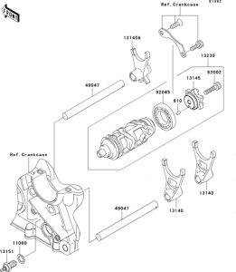 ZR750 Валы и вилки переключения передач