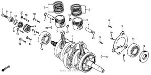 CM200 Коленчатый вал и поршни