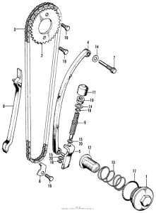 CB125S Cam chain tensioner + oil filter screen