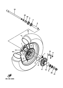 XVS1100 XVS11W Rear wheel complete assy