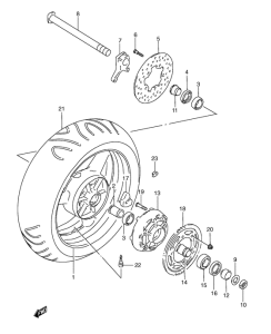 GSX-R600 Rear wheel complete assy