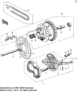  Rear hub / brake / chain