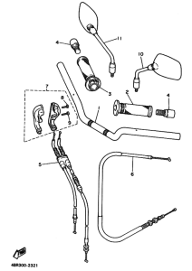 XJ600S Рулевой рычаг кабель