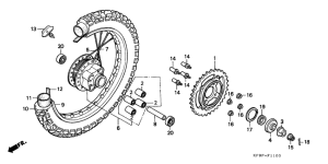 XL185 Rear wheel complete assy