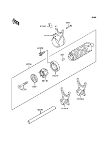 EN400 Gear change drum & forks