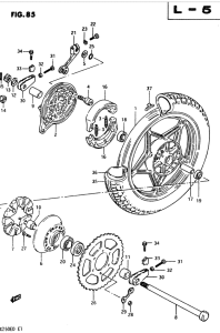 GSX250 Rear wheel complete assy