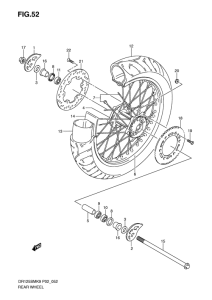 DR125 Rear wheel complete assy