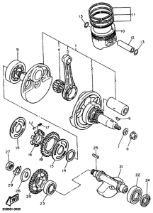 TT600R Коленчатый вал и поршни