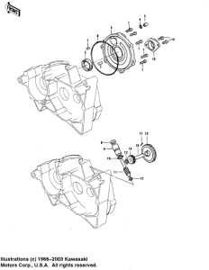 KE175 Rotary valve cover / tach. drive
