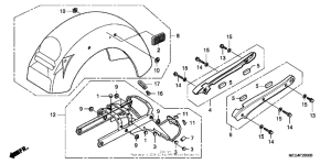 VT750CA Rear fender + grab rail