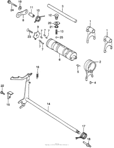 CB360 Вилки и валы выбора передач