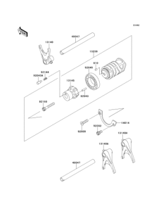 EJ650 Gear change drum & forks
