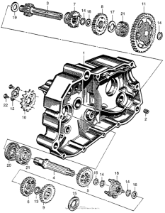 CA100 Transmission + left crankcase