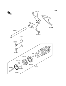 ZX1100 Gear change drum & forks