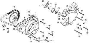 CB360 Left crankcase cover + starting chain
