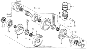 CB200T Piston + crankshaft