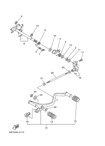 XVS650A Axe de select & pedale