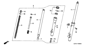 XR70R Вилка передней оси