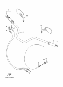 XVS650A Рулевой рычаг и кабель