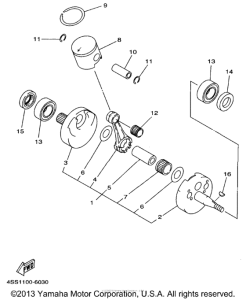 YZ125K1 Коленчатый вал и Поршень