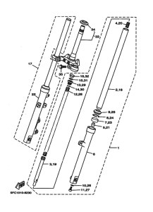 RZ50 Front fork assy(ur silv